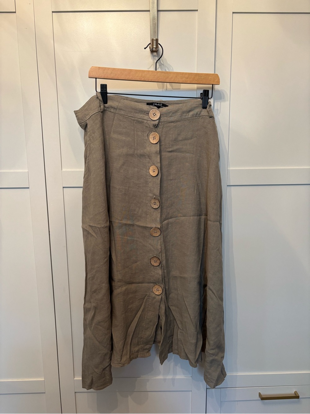 CHARLIE B Taupe Button-Front Maxi Skirt